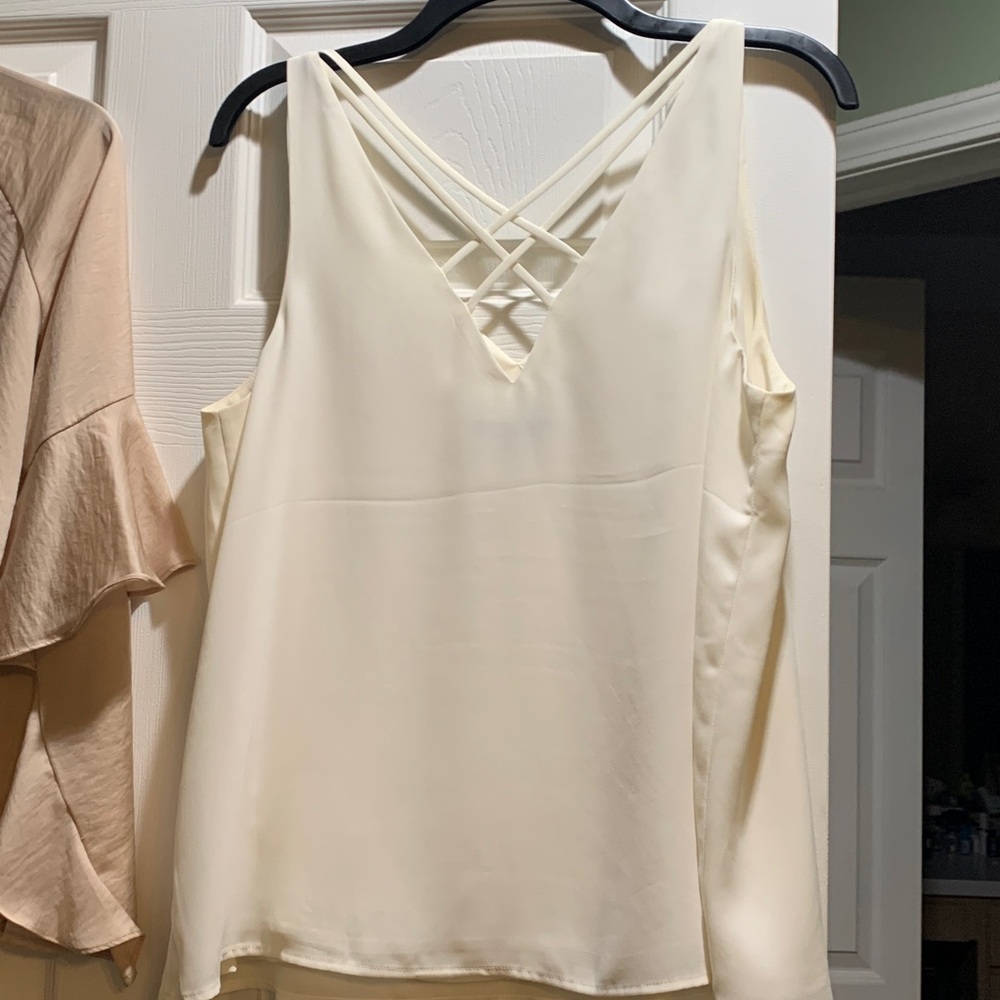 Elegant Cream and Tan Women's Tops - Picture 2 of 9